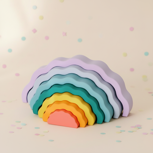 Silicone Stackables - Wavy Rainbow